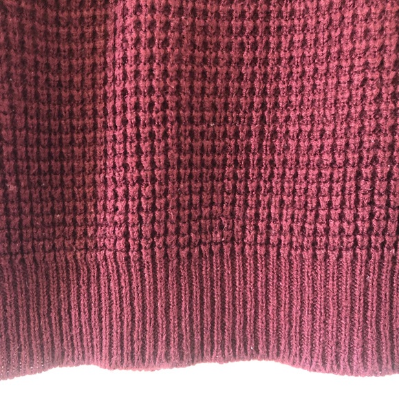 Womens Ambiance Burgundy Sweater Waffle Knit Size M - Picture 4 of 5